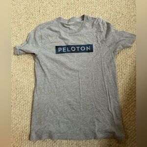 Peloton Heather Gray Tee with Blue Logo